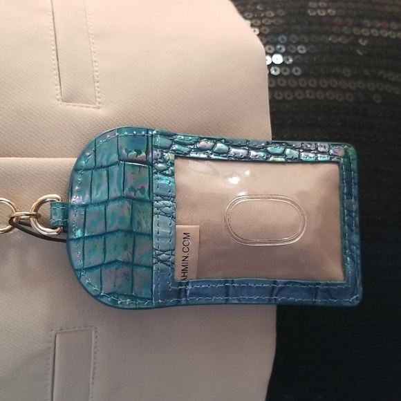 SOLD! NWT!Brahmin Stevie Blue Topaz Croc Embossed Leather ID Card Case Lanyard - Picture 11 of 15